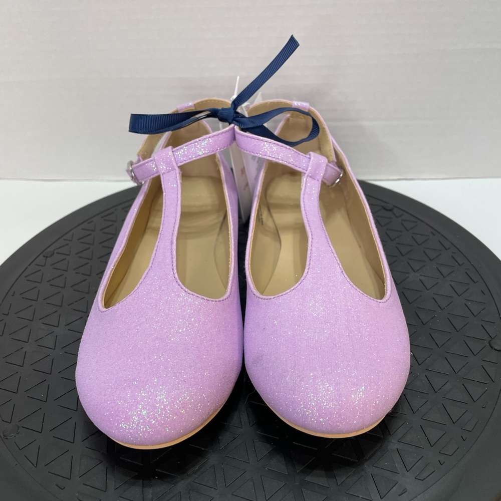 Janie and Jack Lavender Shimmer T Strap Flats